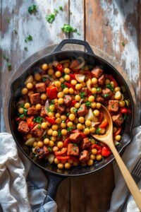 chorizo chickpea skillet dish