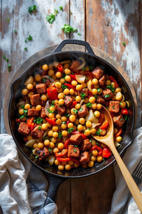 chorizo chickpea skillet dish