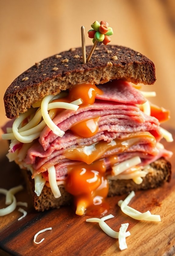 layered rye bread sandwich