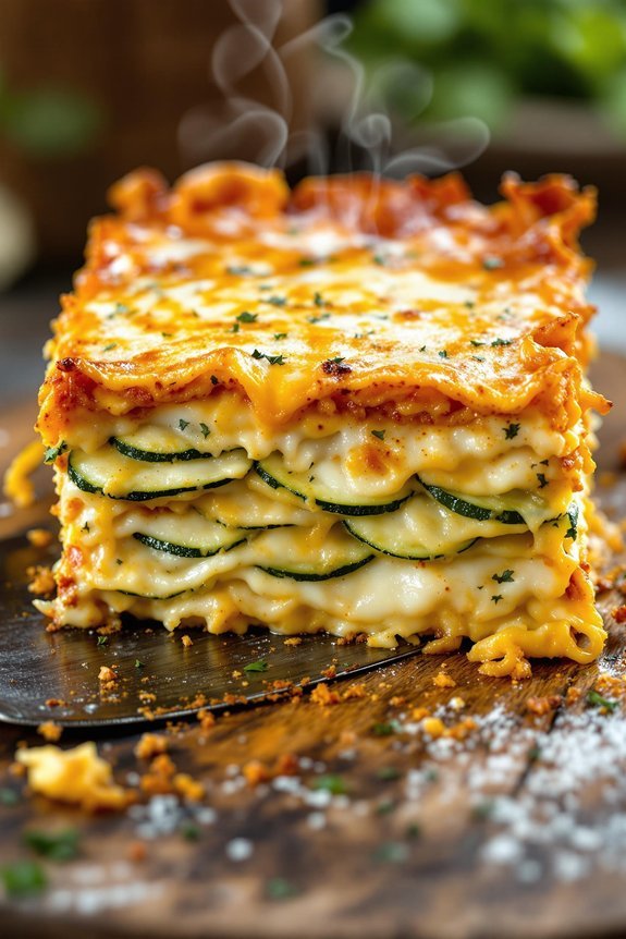 savory zucchini lasagna preparation