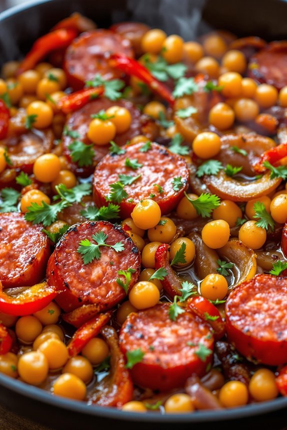 sizzling chorizo chickpea skillet