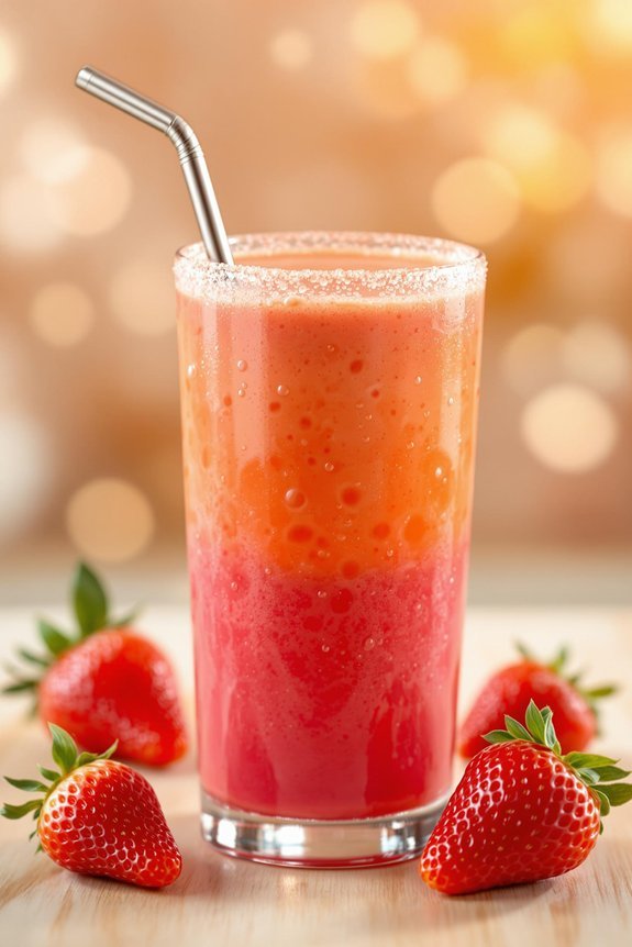 vibrant strawberry orange sunrise smoothie