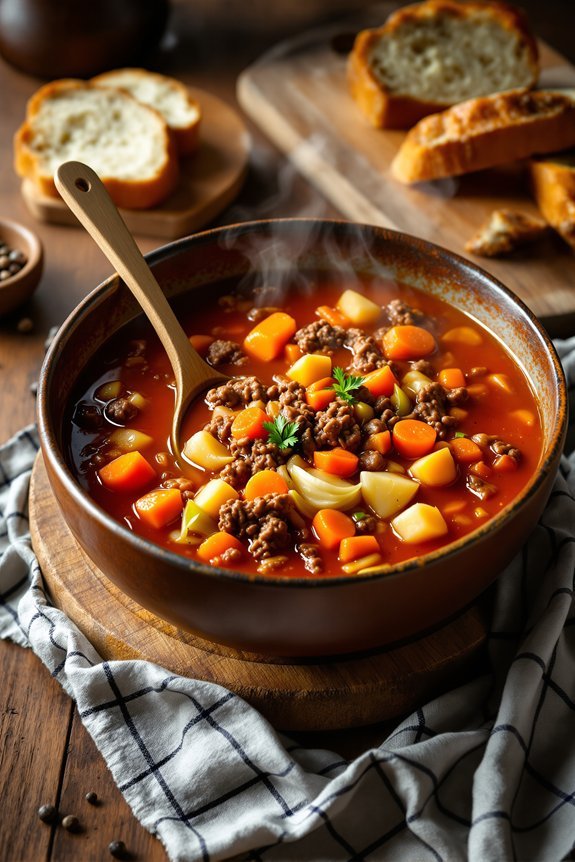 comforting vegetable hamburger soup