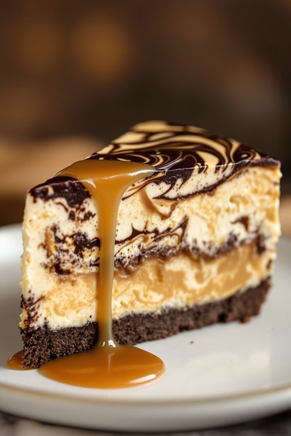 decadent brownie caramel cheesecakes