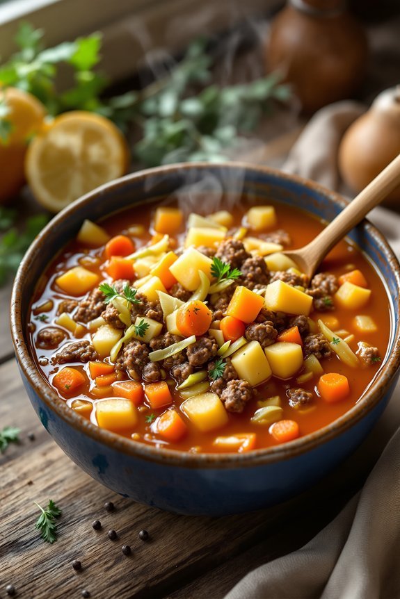 hearty hamburger vegetable soup