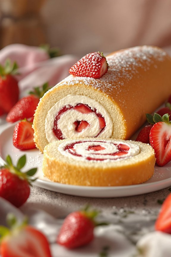 heavenly strawberry cream roll
