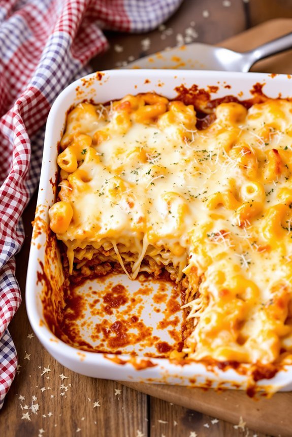 cheesy pasta layered dish