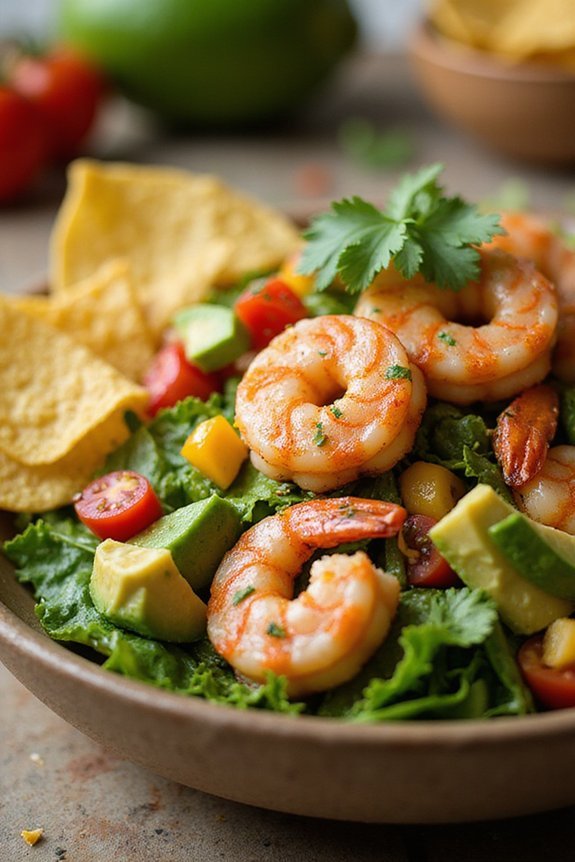 grilled tequila marinated shrimp salad