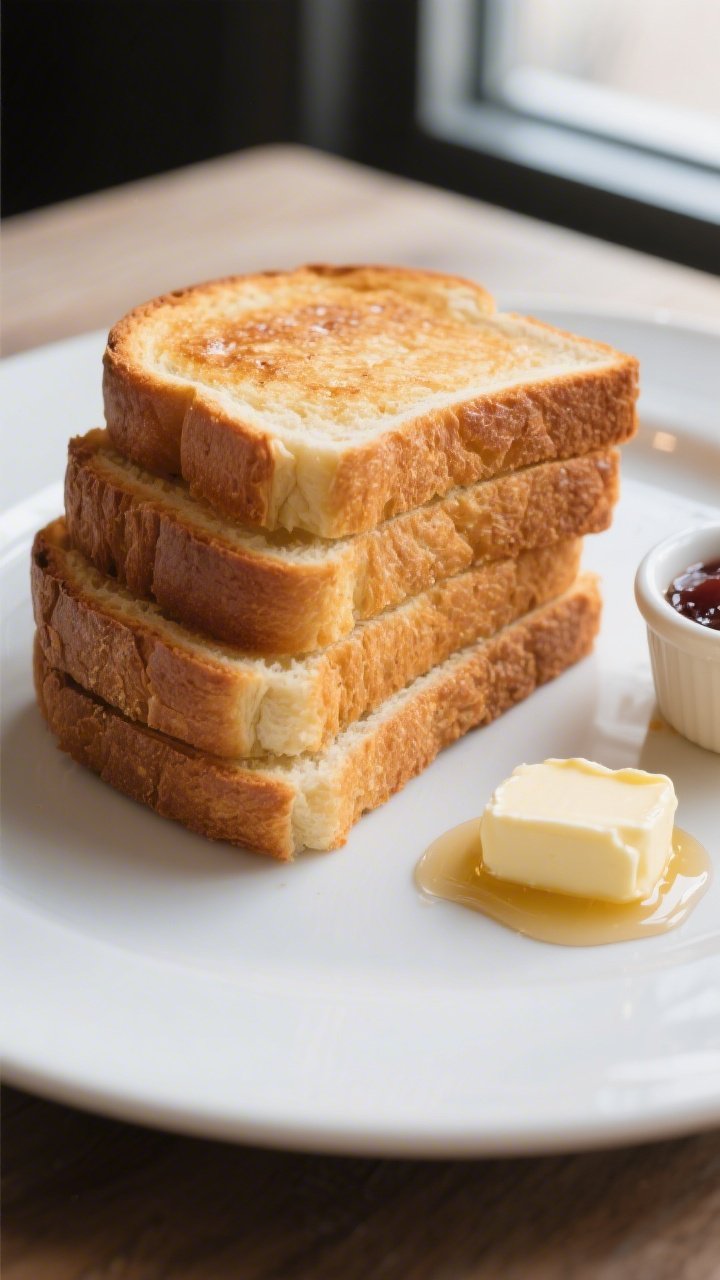 Final dish presentation: Restaurant-quality plate-up of thick, even slices of the baked sandwich bre