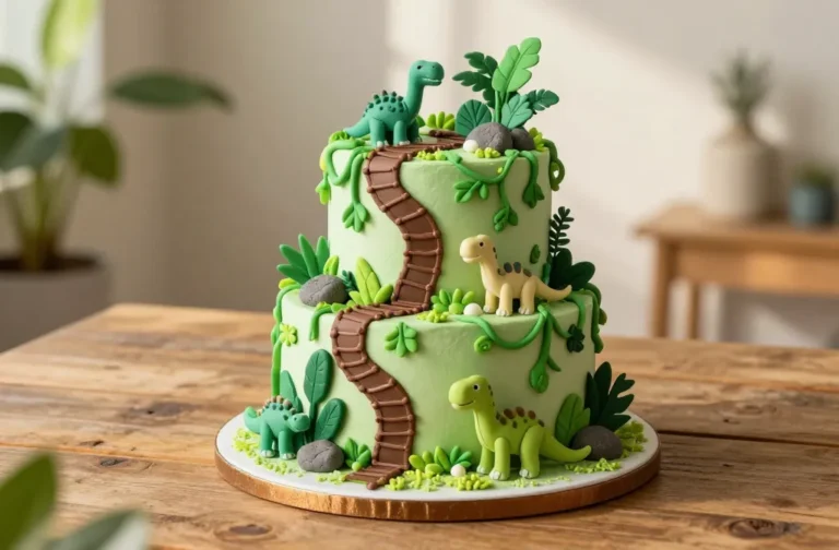 7 Birthday Cake Ideas for Boys (Fun, Creative & Easy): Dino Trail Delights
